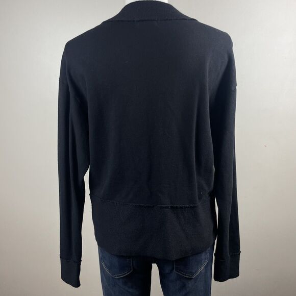 Anthropologie t.la Black Size Medium Faux Wrap Sweatshirt Style Sweater Cozy - Picture 5 of 9